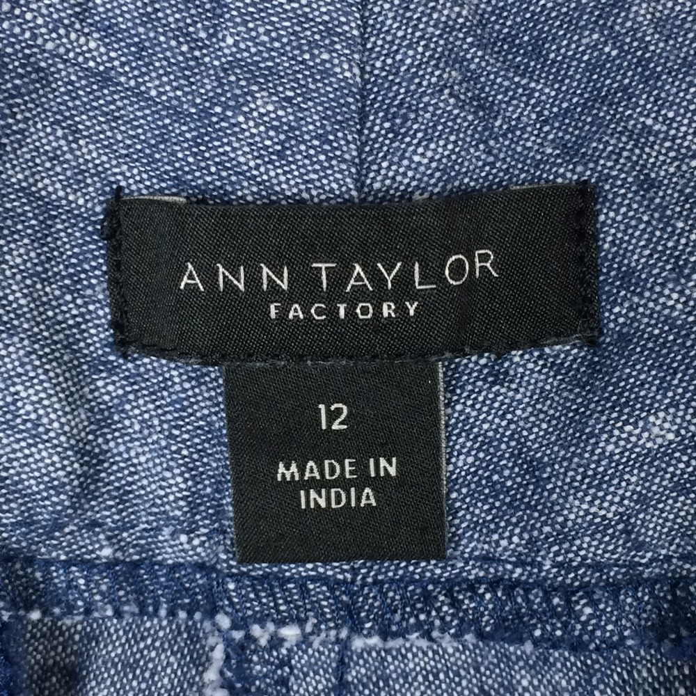 Ann Taylor Linen Dress Pants Womens 12 Blue Classic Career Preppy Teacher - Picture 2 of 16